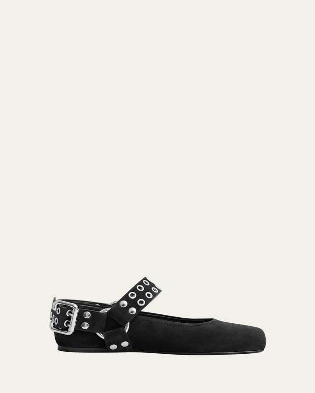 Biker Suede Ballerina Flats